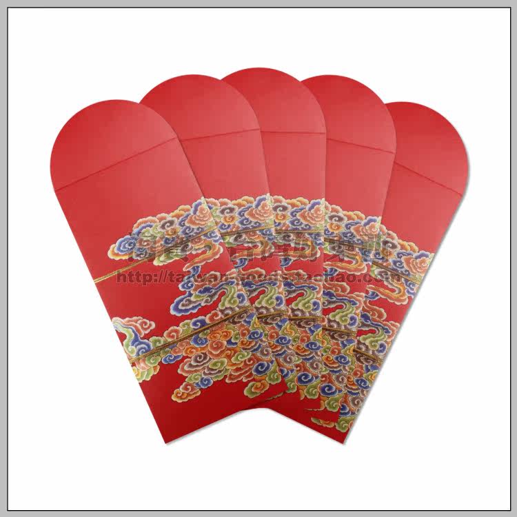 全新正品台北故宫 五彩云纹穿带红包袋(5入)包邮设计文具创意礼物