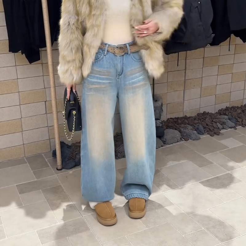 ZM588126-8复古牛仔阔腿加绒弯刀