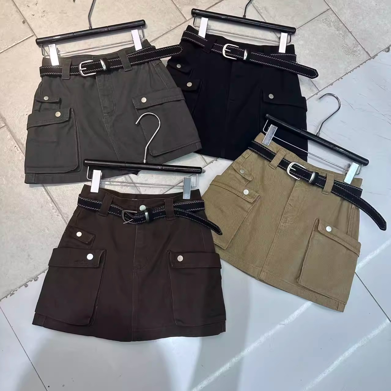 设计感小众高腰工装牛仔短裙女潮