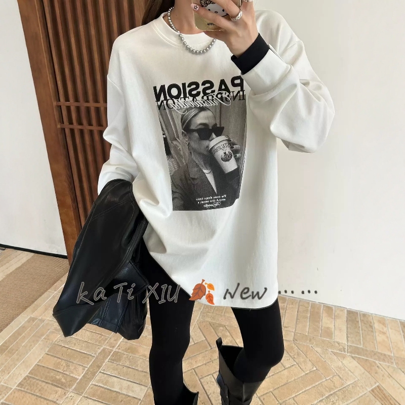 欧洲站欧货大版磨毛T恤打底衫女