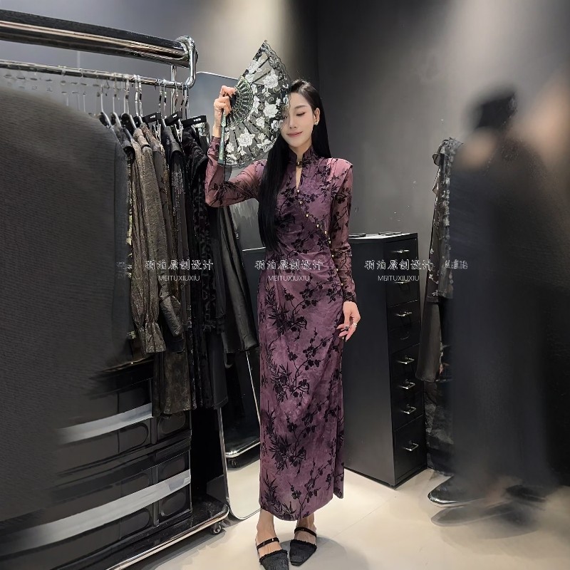 立领新中式改良复古旗袍连衣裙女