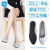 银色空姐工作鞋 女软底真皮工鞋 职业女鞋 专用海航平底鞋 不累脚鞋 子