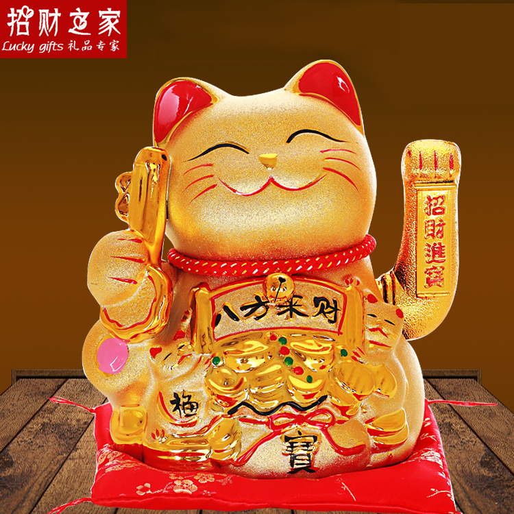 金色招财猫电动摇手家居店铺摆件