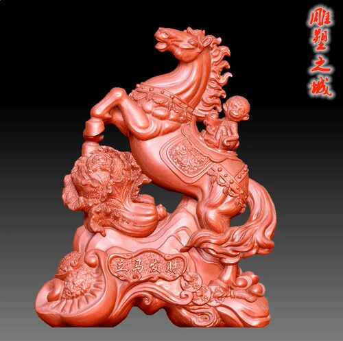 圆雕图三维图STL雕刻素材3D打印立体图精雕   9086马上封侯摆件