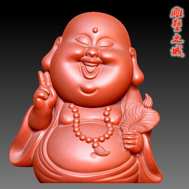 弥勒佛3D模型佛像雕刻机图纸stl笑佛招财摆件圆雕图  8057弥勒佛