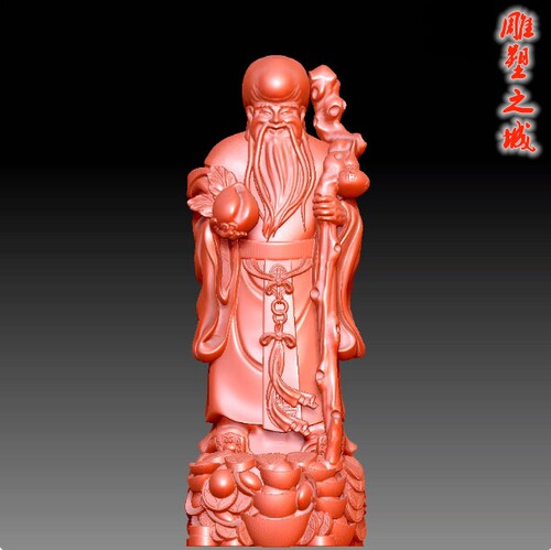 圆雕图三维图STL雕刻3D打印立体图   9465寿星寿星仙桃公元宝葫芦