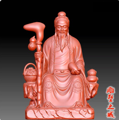 圆雕图三维图STL雕刻素材3D   9431药王像菩萨神像医圣底座