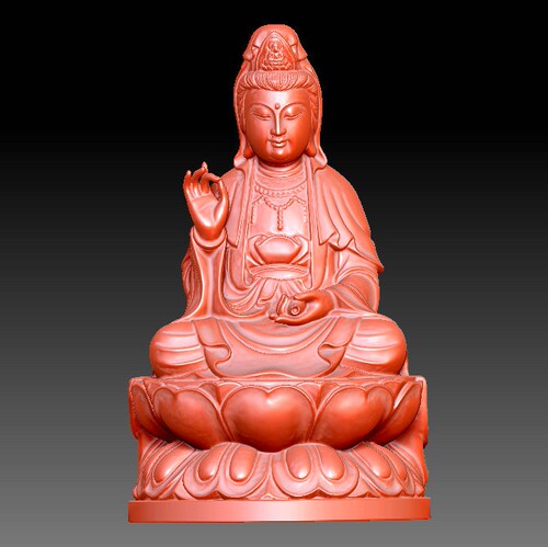 圆雕图三维图STL雕刻素材3D打印立体图精雕    观音坐像5344