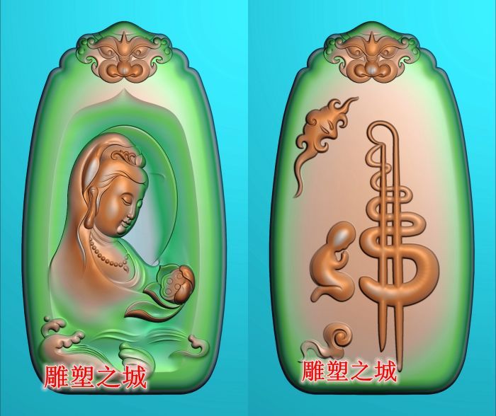 精雕图 灰度图 浮雕图 jdp  兽头观音佛蝙蝠