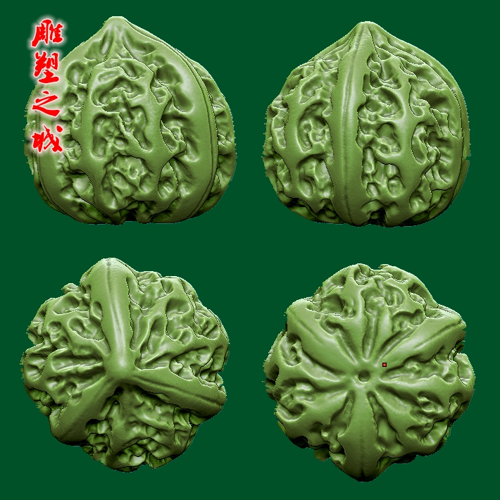 手把件核桃1   圆雕图三维图STL雕刻素材3D打印立体图精雕