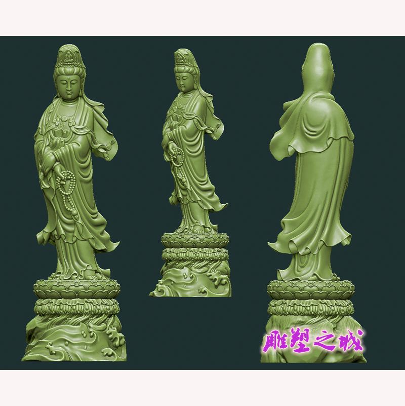 圆雕图三维图stl雕刻设计素材3D打印  端庄观音