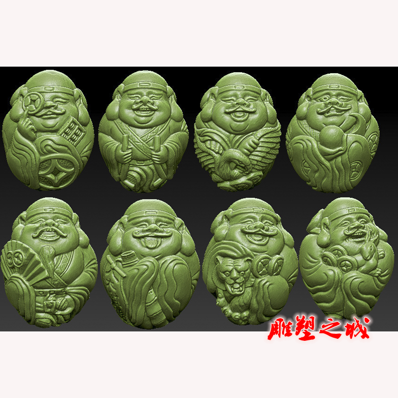 圆雕图三维图stl雕刻设计素材3D打印  超可爱财神核雕图
