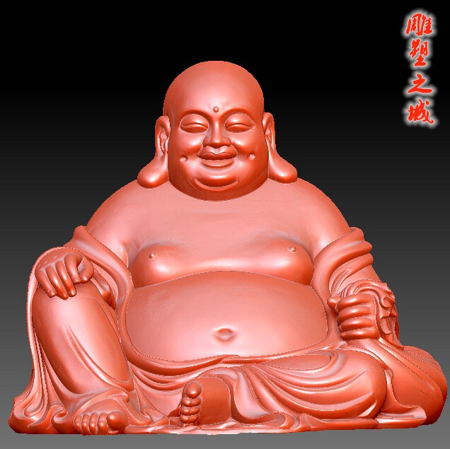 弥勒佛像三维立体图3D打印雕刻图stl圆雕图    笑纳百福弥勒