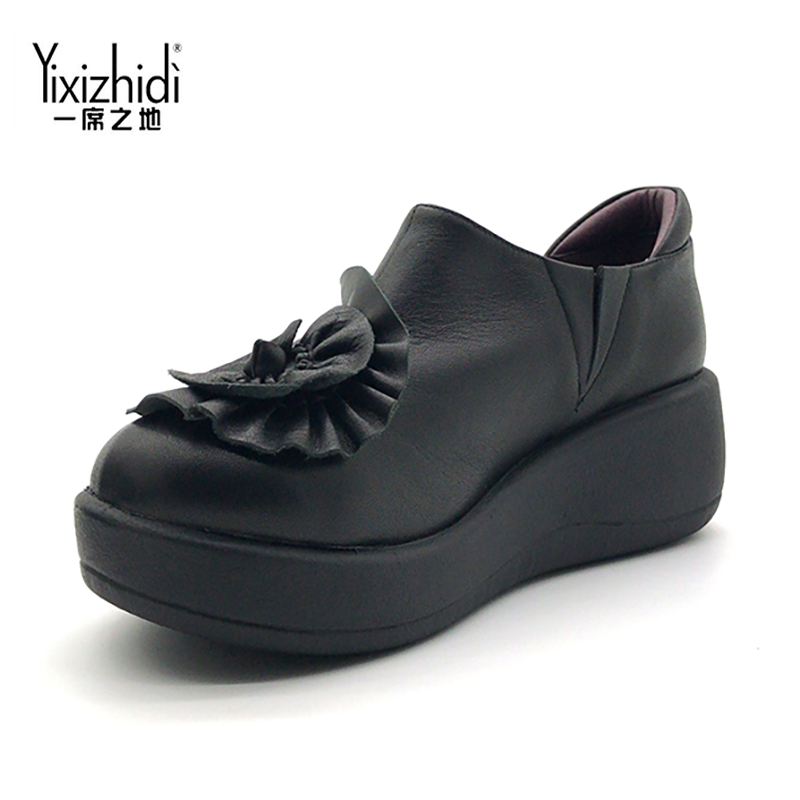 厚底一席之地新款手工花朵女鞋