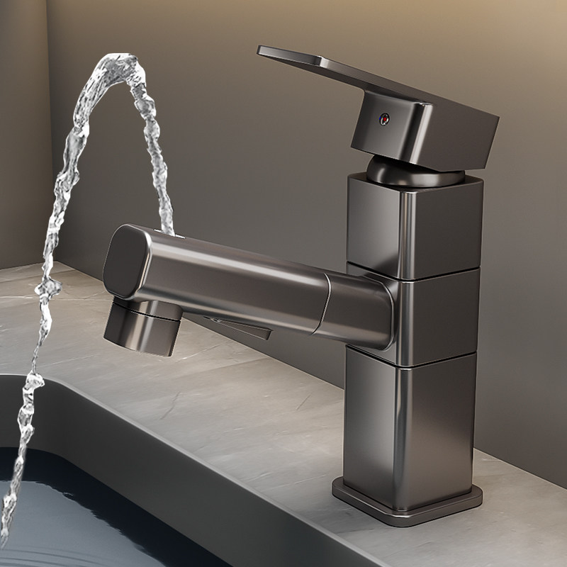 JIOWLE牧王面盆抽拉式龙头洗漱台盆冷热水浴室卫生间洗脸池水龙头