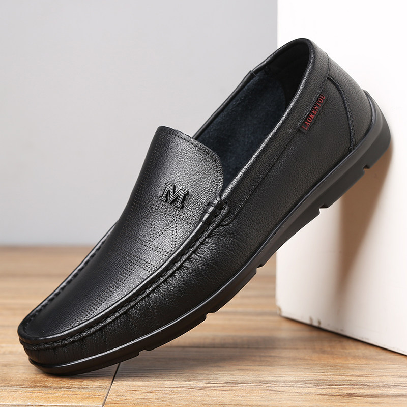 老人头正品高端皮鞋男真皮百搭圆头套脚休闲纯牛皮豆豆鞋四季男鞋,流行男鞋,单鞋,淘宝优惠券,粉丝福利购,淘宝优惠卷