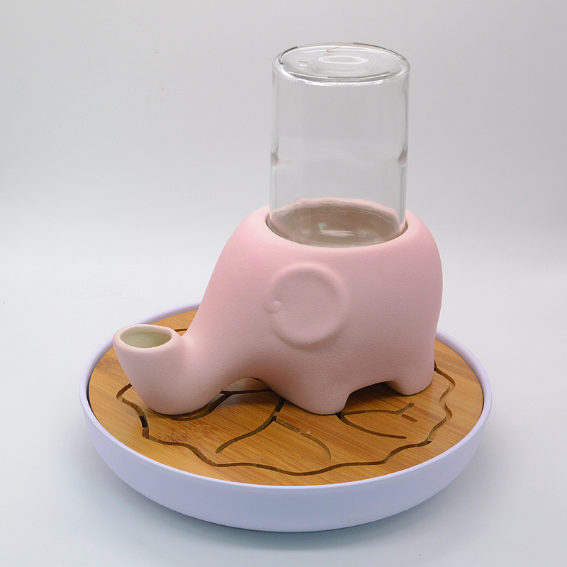 可爱大象陶瓷环保防湿下巴嘴毛猫咪自动饮水器扁脸猫水碗饮水机