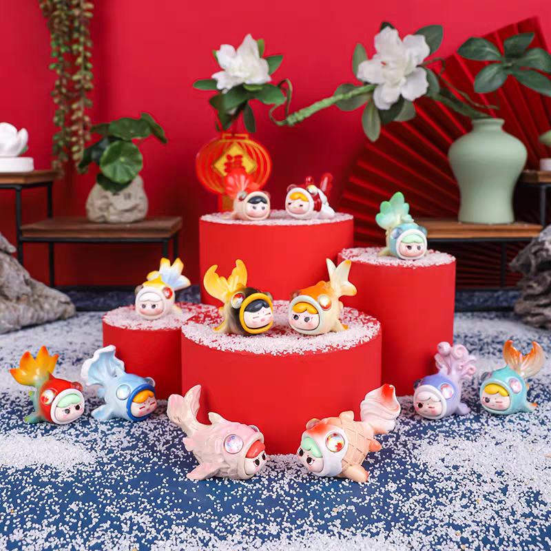 花样锦鲤贴贴盲盒好运锦鲤吉祥物摆件潮玩手办桌面装饰品儿童礼物