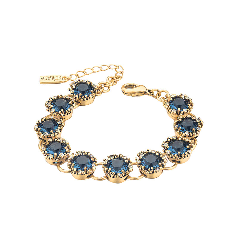 Fellala/翡拉拉「灵石」系列手链复古蓝水晶手饰品时尚潮流腕