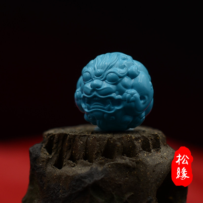 优化绿松石貔貅配珠雕刻件配饰单珠顶珠108手串文玩配件 天禄隔珠