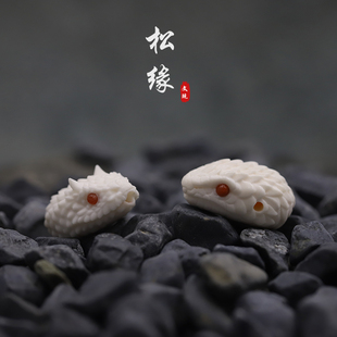 天然保真鹿角根付骨雕蛇头雕刻文玩配珠手串一体三通吊坠配饰背云