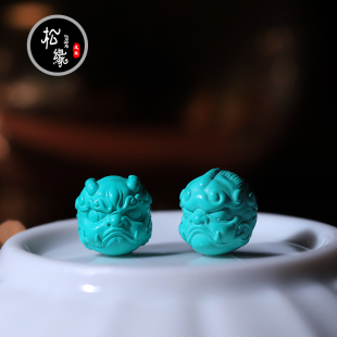 优化绿松石天禄貔貅守财神兽天然猛犸象牙文玩手串绿色蓝色多宝珠