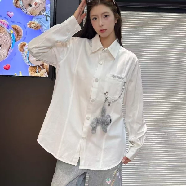 13D小熊E链条印花新款衬衫