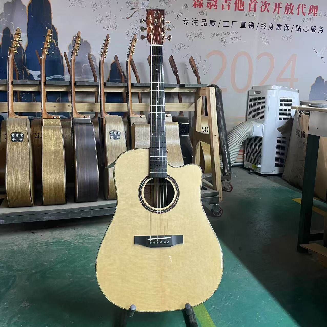 高端定制云杉可可菠萝全单吉他