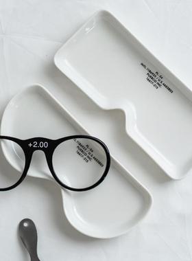 日本PUEBCO陶瓷眼镜托盘简约摆件日式眼镜盒家居创意小物件收纳盘