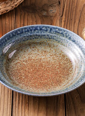 日本进口砂地复古窑变碗盘日式陶瓷家用面碗菜盘饭碗汤碗餐具做旧