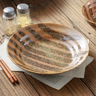 复古釉下彩家用餐具米饭碗面碗盘子 爱悦居日本进口陶瓷茶流彩日式