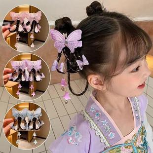 汉服头饰女童古风发夹儿童蝴蝶发卡小女孩古装配饰女宝流苏发饰