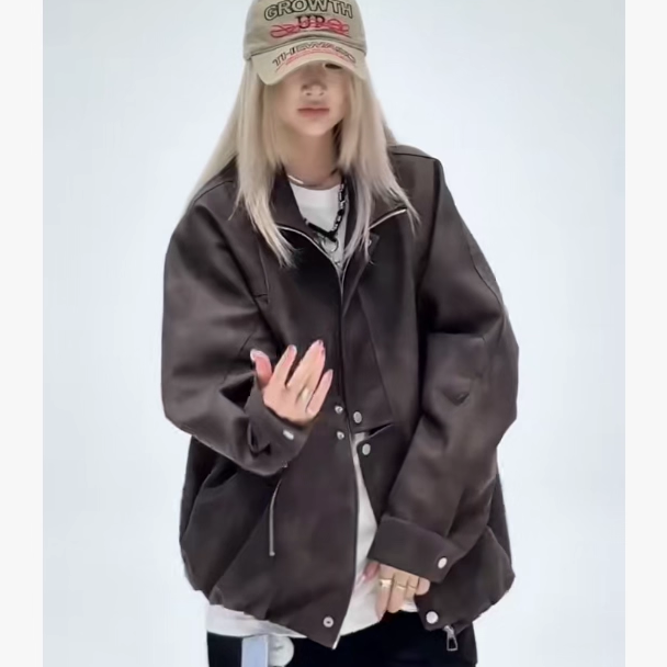 2025秋冬新款男士美式复古潮牌皮衣皮夹克外套男女宽松百搭潮款,男装,夹克,淘宝优惠券,粉丝福利购,淘宝优惠卷