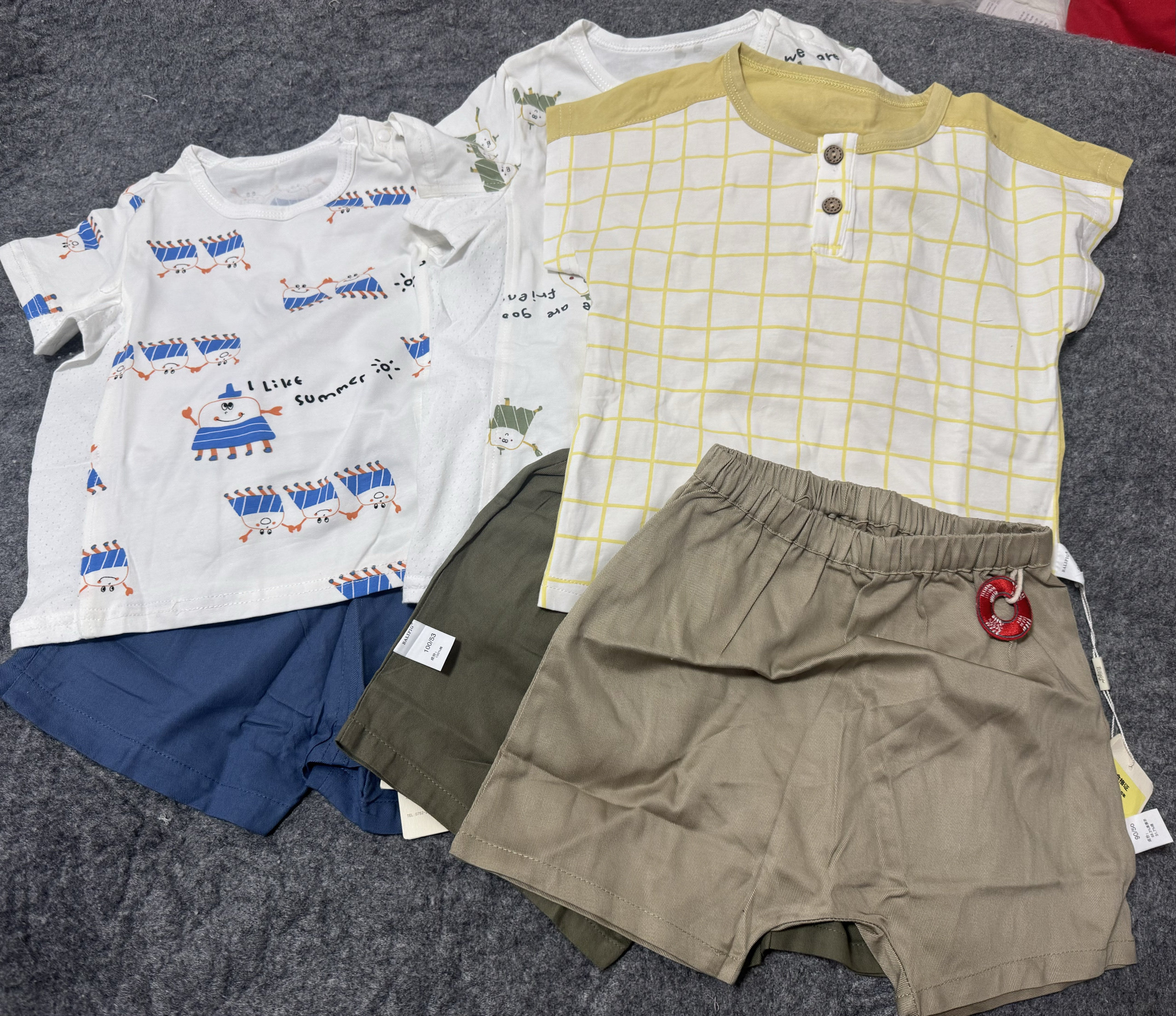 外贸原单夏季宝宝短袖短裤套装男童休闲套装