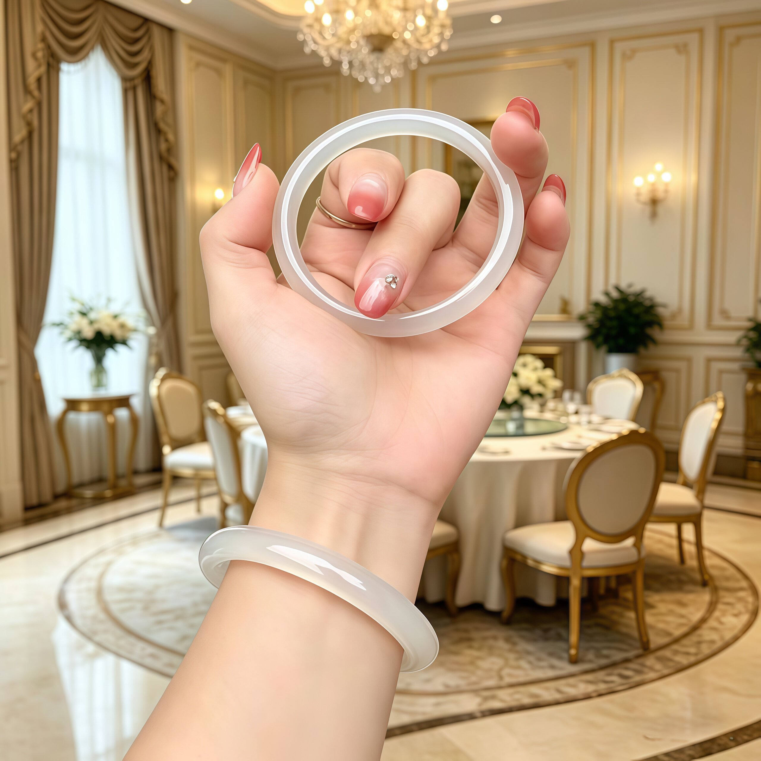 天然高冰透白月光手镯女玉髓玛瑙冰种猫眼石琉璃手镯情侣闺蜜礼物