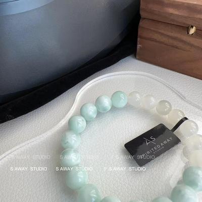 【SA】天然水晶绿纹石绿天使单圈男女同款水晶手串设计款玉石手链