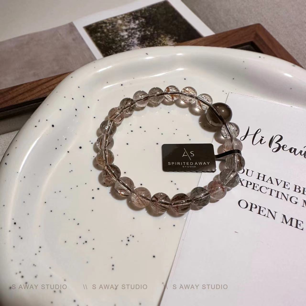 【SA】天然发晶超黑金水晶手串男女同款 设计款玉石手链