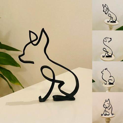 Dog Art Sculpture Simple Metal Dog Abstract Art Sculpture