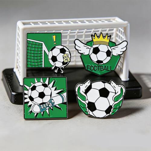Football Enamel Pin Brooches Funny Soccer Cartoon Lapel