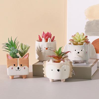 Cute Hedgehog Rabbit Ceramic Flowerpot Succulent Planter
