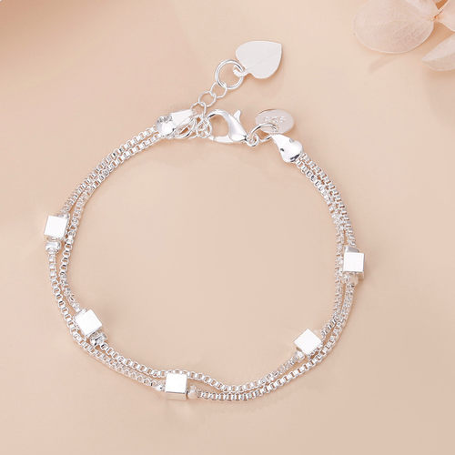 NEW Fine Original luxury 925 silver charm chain Bracelets