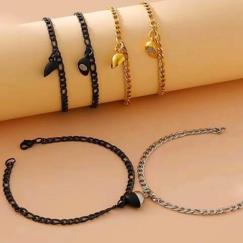 2Pc Stainless Steel Chain Couple Bracelet For Men Women