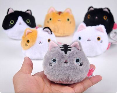 New 1PCS 6colors KAWAII 8CM Cats Stuffed TOYS Keychain Cat