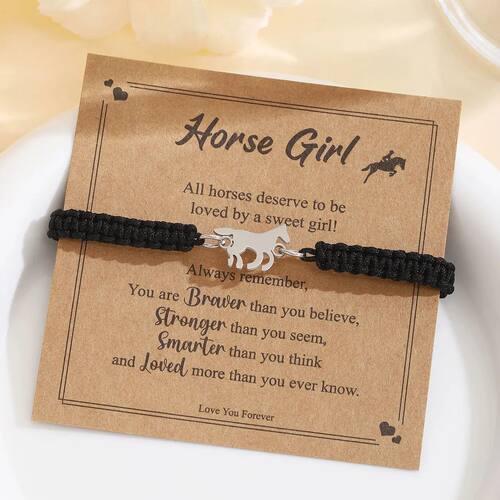 Horse Charm Bracelets for Women Adjustable Handmade Rope