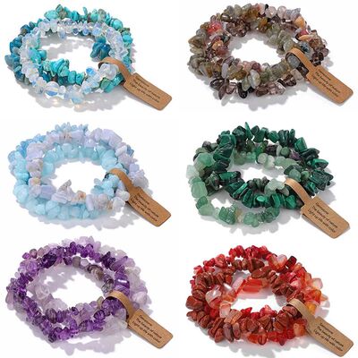 3pcs/set Natural Crystal Gem Stone Bracelet 5-8mm Irregular