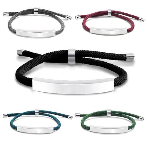 Personalized Engraved Bar Bracelets for Women Men Romantic
