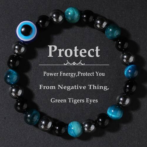 Triple Protection Bracelet, Blue Tigers Eye Black Bile