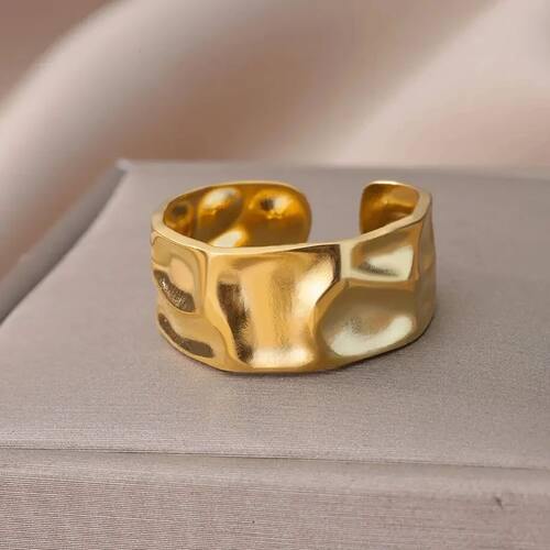 Gold Metal Irregular Geometric Opening Women's Ring Gold