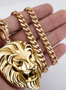 Fashion Lion Head Necklace Animal Lion Statue Pendant Hip