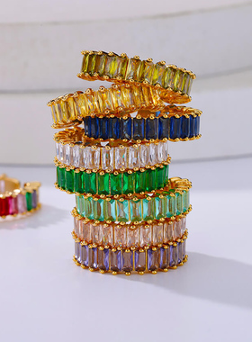 2024 Gold Plated Cubic Zircon Rings For Women Open Stainless